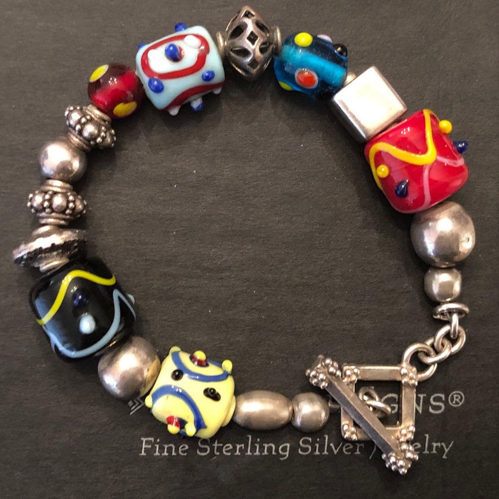 Silpada Sterling Silver Lampwork Glass Bead Toggle Clasp Bracelet B0871 - Picture 1 of 10